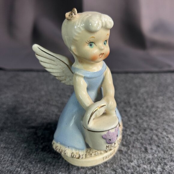 Vtg Taurus Zodiac Angel Nippon Yoko Boeki Birthday Rhinestone Star Figurine - Picture 7 of 11